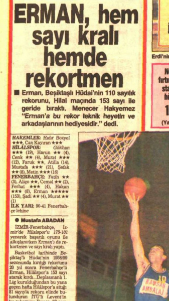 Этот рекорд не побьют никогда! Почти 35 лет назад турецкий игрок набрал 153 очка за матч
